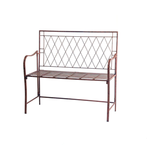 Banc de jardin en fer rustique avec dossier en forme de losange pour usage extérieur - Product Image 1