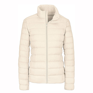 Chaqueta Acolchada para Mujer, con Cierre Completo, Cuello Alto, Color Sólido, Relleno de Poliéster, para Otoño - Product Image 1