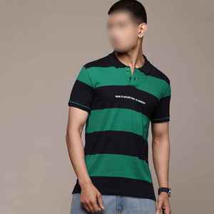 Polo rayé pour homme OEM ODM en coton à manches courtes, respirant, surdimensionné, brodé, décontracté, sportif - Product Image 2