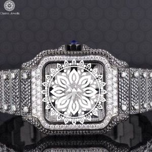 Montre de luxe Charm Jewells en acier inoxydable, cadran analogique, bracelet en verre 20 mm, fermoir caché à bouton-poussoir, mouvement mécanique pour homme, 10 bars - Product Image 1