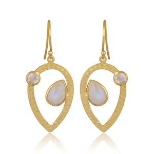 Elegant Pear Cut <b>Rainbow</b> Moonstone 18K Gold Plated 925 Sterling Silver Luxury <b>Drop</b> Earrings for Women Anti-allergy Vintage - Product Image 1