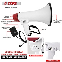 Mégaphone 50W à 5 Noyaux, Haut-parleur PA Type Corne de Bœuf avec Portée de 300M, Sirène Puissante, Amplificateur Vocal Portable