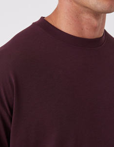 T-shirt en coton 100% ultra-luxe coupe oversize, style doux, col montant en coton, uni sur la poitrine, manches courtes pour homme, idéal pour l'été - Product Image 2