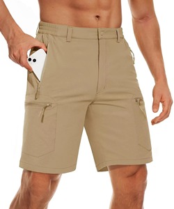 Men's Cargo Shorts Solid Color Quick Dry <b>Elastic</b> Waist Bermuda Length Casual Outdoor Wear With Multiple Pockets - Product Image 1