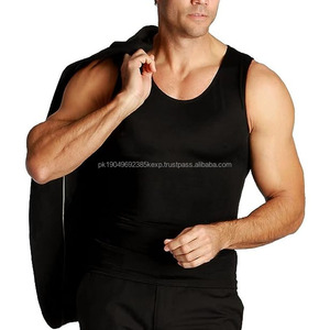 Custom Logo <b>Black</b> Athletic Stretch Compression <b>Men</b> Tank Tops Body Shaper - Product Image 4
