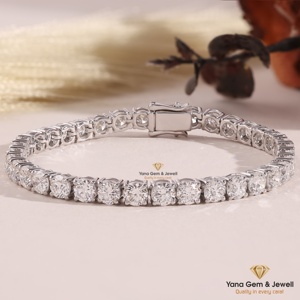 Pulsera de tenis de diamantes cultivados en laboratorio CVD de 8 quilates, corte redondo, estilo clásico y elegante para mujer, claridad VVS-VS, color D-E-F, oro macizo de 14k - Product Image 1