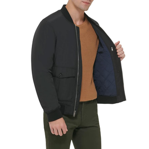 Chaqueta Negra Acolchada Personalizada con Cierre, Chaqueta Bomber de Moda para Hombre, Uso Diario, Casual, Venta al Por Mayor - Product Image 3
