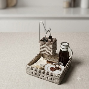 Corbeille à fruits double étage moderne en corde de coton blanche, légère et écologique, pour comptoir de cuisine - Product Image 3
