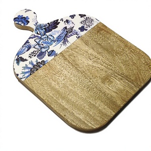 Planche à découper écologique en bois de manguier et d'acacia, grande taille, 1,5 cm d'épaisseur, résistante au lave-vaisselle, avec motif imprimé, pour fromage, sushi et pain - Product Image 1