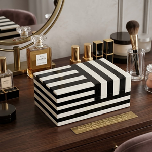 Decorative Black and White Stripes Bone Inlay Box | Handmade Jewelry Storage Organizer Case for Modern Home Table Decor Gift Box - Product Image 3