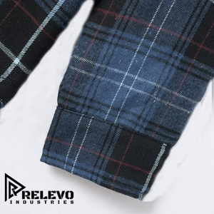 Unisex Vintage Blue Plaid Flannel Shirt, Long Sleeve Casual Streetwear Button-Up <b>Top</b>, Premium Men's <b>Checkered</b> Shirt - Product Image 3