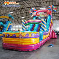 Toboggan aquatique gonflable à double voie avec grande piscine, toboggan aquatique gonflable professionnel pour parc d'attractions extérieur