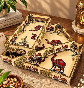 Bandeja de madera con forma de camello, arte popular de Rajastán, regalo de inauguración de casa india, regalo de Diwali, bandeja decorativa pintada a mano - Product Image 1