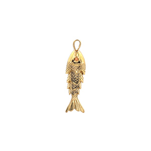 จี้รูปตาปลาประดับเพชรคิวบิกเซอร์โคเนียสีส้ม ทำจากทองเหลืองชุบทอง 18K สำหรับทำสร้อยคอและเครื่องประดับ - Product Image 1