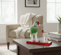 Décorations de bureau en résine en forme de famille de perroquets, au design contemporain et multifonctionnel, pour la maison ou le bureau