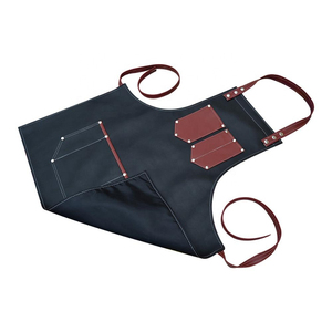 Customized Barber <b>Aprons</b> Blue Color Jeans Work Wear <b>Aprons</b> Canvas <b>Aprons</b> With Leather Straps - Product Image 5