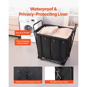 Carrito de Compras Resistente de Gran Capacidad, 260 Libras, Negro, con Ruedas Giratorias, para Supermercado, Lavandería, con Forro Impermeable - Product Image 5