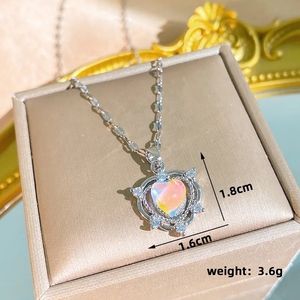 Collar con Forma de Corazón para Mujer en Acero Inoxidable 304 con Recubrimiento de Plata Blanca de 0.03µm y Circonitas Incrustadas en Cadena de Cable - Product Image 1