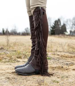 Premium Genuine Leather Horse Riding <b>Half</b> <b>Chaps</b> Elastic Panel Zipper Closure English Equestrian <b>Chaps</b> for Men Women - Product Image 4