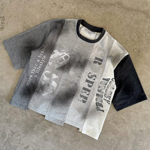 T-shirt en coton imprimé personnalisé 200 g/m² pour hommes Cou Goutte et Boxy surdimensionné avec bord coupé Acid Sun Faded Vintage Cropped Design - Product Image 3