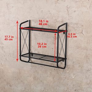 Handmade Black Metal Wall Mounted Bathroom Shelf with Towel Bar 2 Tier Storage Rack <b>Rustic</b> Industrial Organizer for Bathroom Kit - Product Image 6