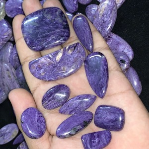 Cristal Curativo Natural, Charoita Violeta Tratada con Calor, Cabujón Suelto, Formas Mixtas, Juego de Colores, Joyería de Alta Calidad - Product Image 2