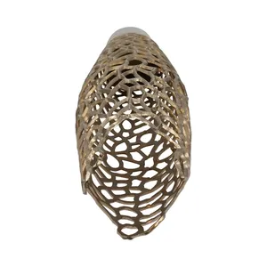Grand vase de sol ajouré doré avec motif abstrait découpé, accent sculptural pour salons, entrées et décoration intérieure moderne - Product Image 2