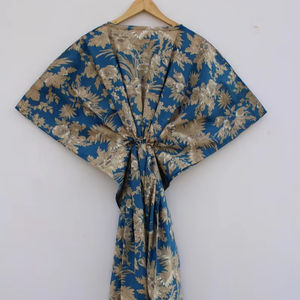 Vestido Kaftán Informal de Verano con Estampado Floral Tropical, sin Mangas, de Algodón, para Mujer, Ropa de Playa, Ropa de Estar por Casa, Textil Naaz - Product Image 1