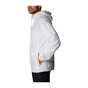 <b>Men's</b> <b>White</b> Hooded Canvas Windbreaker <b>Jacket</b> Stand Collar Lightweight Winter Outerwear Solid Front Logo Washed - Product Image 3