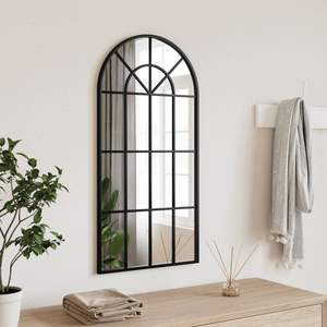 Espejo de Pared Mediano Minimalista de Hierro con Recubrimiento de Polvo Negro y Cristal, Elegante y con Estilo - Product Image 1