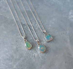 Ethiopian <b>Opal</b> Necklace Sterling Silver Pear Cut <b>Opal</b> <b>Pendant</b> October Birthstone Jewelry Gift for Her Elegant - Product Image 2