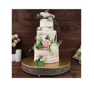 Servidor de pastel metálico redondo personalizado con acabado mate ligero para decoración del hogar, uso doméstico ocasional para bodas - Product Image 1