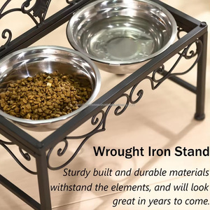 Grands bols doubles en acier inoxydable pour chiens avec fonction automatique élevée arrondie Approvisionnement en vrac écologique pour les chats d'eau de nourriture pour animaux de compagnie - Product Image 4