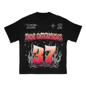 Camiseta Gráfica Negra para Hombre, Premium, 220 GSM, 100% Algodón Peinado, Suave y Transpirable, con Logotipo Personalizado Impreso en DTG, OEM ODM - Product Image 1