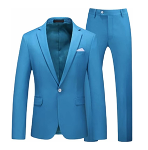 High Performance Men's Business Formal Two Piece Suit <b>Set</b> Breathable Double Breasted Flat Wrinkle-Resistant Polyester Wedding - Product Image 4