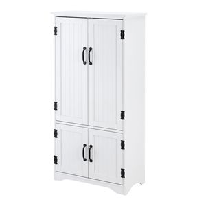 Organizador de armario blanco de 4 puertas, estantes ajustables, despensa de cocina, armario de almacenamiento - Product Image 1