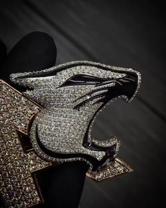 Pendentif Panthère de Luxe en Argent 925 et Moissanite, entièrement serti de micro-incrustations, taille brillant rond, breloque à thème lettre, bijoux Hiphop pour homme - Product Image 3