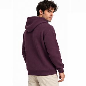 Sudadera con Capucha de Punto Waffle para Hombre, Manga Larga, Térmica, Informal, Deportiva, de Invierno, Estilo Urbano, Sudadera con Capucha Personalizada, Ropa al por Mayor - Product Image 3
