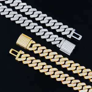 Collier cubain en moissanite couleur or rose, chaîne à maillons micro-pavés, bijoux en argent pour hommes - Product Image 3