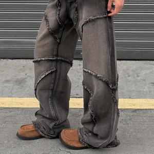 Jeans Casuales de Mezclilla para Hombre con Logotipo Personalizado, Pantalones Holgados de Mezclilla, Pantalones de Pierna Ancha, Jeans de Mezclilla de Alta Calidad con MOQ Bajo - Product Image 4