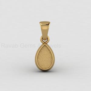 Handmade <b>Solid</b> 925 <b>Silver</b> 14K Gold 8x10mmm Pear Blank Bezel Cup Charm Pendant Cabochon Setting for DIY Keepsake Jewelry Findings - Product Image 6