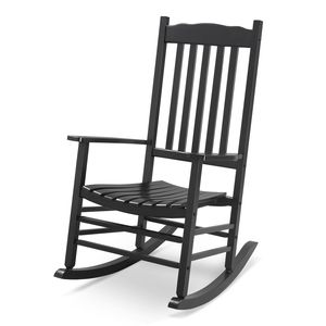 Sedia a dondolo quadrata in legno nero 68,5*86*115 cm con schienale ondulato - Product Image 1