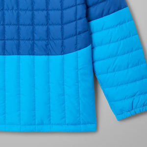 Blue <b>Hooded</b> <b>Puffer</b> <b>Jacket</b> Color Blocking Zipper Closure Windproof Winter Coat <b>Men</b> Casual Regular Fit Polyester Wadding - Product Image 6