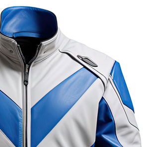 Chaqueta de Cuero para Hombre, Cuello Redondo, Cierre Frontal con Cremallera y Broches, Múltiples Bolsillos Interiores/Exteriores, Ajustable e Impermeable - Product Image 3