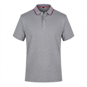 Polo à manches courtes rouge pour homme, couleur unie, 100% coton, polyester PKP, respirant, décontracté, tricoté, coupe classique, boutons - Product Image 5