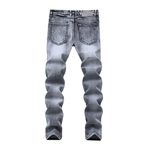 Jeans en denim slim pour hommes, coupe classique, délavage foncé, coton extensible, confortables, pantalons décontractés et tendance, vente en gros - Product Image 2