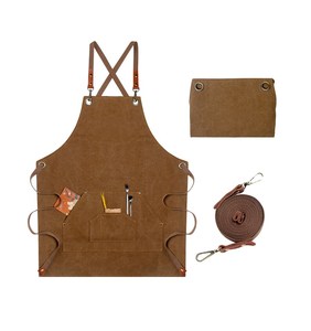 Durable Canvas <b>Bar</b> Worker Uniform Custom Logo Print Embroidery Leather Strap Adjustable Waist Clasp Professional Bartender Bib - Product Image 4