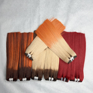 Extensions de cheveux humains raides en os coloré 100% cuticules alignées sans enchevêtrement sans perte de faisceaux de cheveux rouges sdd - Product Image 1