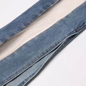 Jeans de Mujer de Dos Tonos en Contraste, Corte Acampanado, Algodón Denim, Cintura Alta, Paneles con Recortes, Estilo Retro - Product Image 4