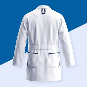 Unisex Canvas Lab <b>Coat</b> White Cotton Polyester Woven Hospital Uniform with Needle Detection Seamless Fusing for Research Students - Product Image 3